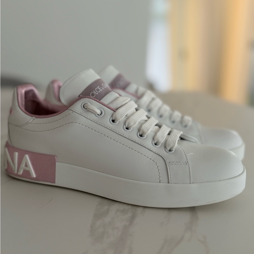 Dolce & Gabbana White and Pink Sneakers